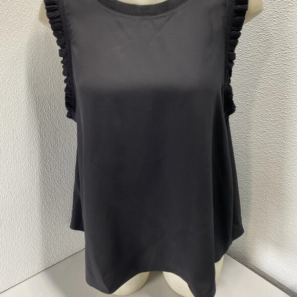 NEW CINQ A SEPT Women’s Lenore Silk Sleeveless Blouse – Black – Size XL - Picture 10 of 15